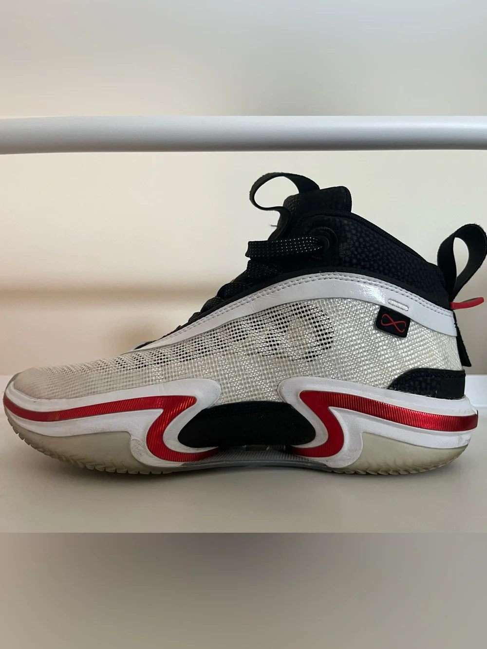Air Jordan 36 Men's Basketball Sneakers in Black, White & Red